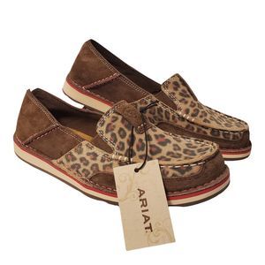 ARIAT Cruiser Shoes Women's SIZE 6.5 Brown Slip On Leopard Print Casual Loafer